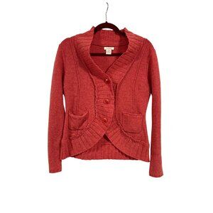 Sundance‎ Heather Red Ruffle Cardigan Size S